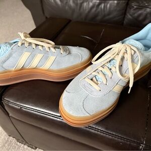 adidas Light Blue and Beige Athletic Shoes